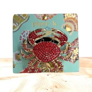 Piper k Red Rhinestones XL Crab Hair Clip